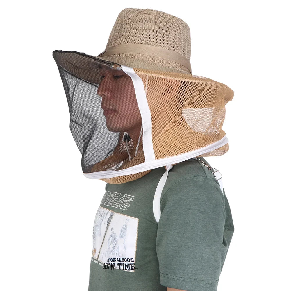 Beekeeper Cowboy Hat Beekeeping Veil Outdoor Beekeeper Cowboy Hat Breathable Fireproof Beekeeping Veil  Face Head Protector