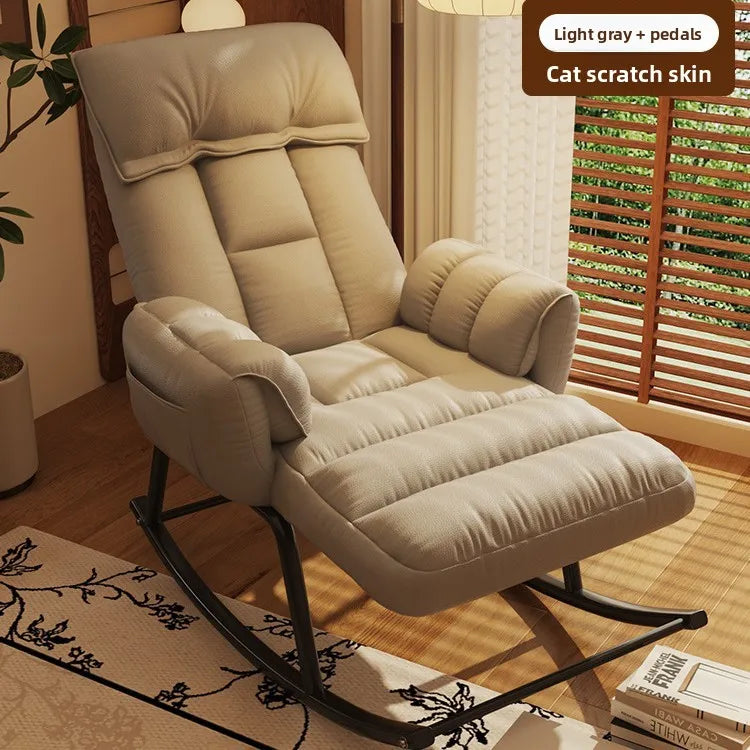 Lazy rocking chair Home retro balcony Leisure folding reclining chair Sofa chair Bedroom Single person can sit and lie down