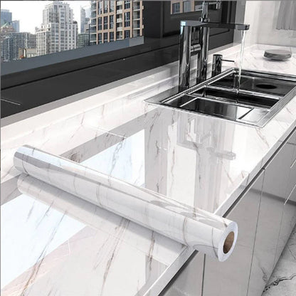 40cm Marble Self-adhesive Wallpaper Kitchen Cabinet Stove Countertop Contact paper PVC Waterproof Renovation Tile Wall Stickers