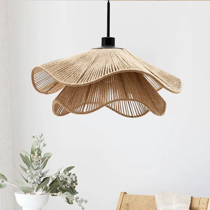 Rattan Flower pendant Lamp LED Chandelier Home Decoration Living Room Dining Indoor Bedroom Bedside Height Adjustable
