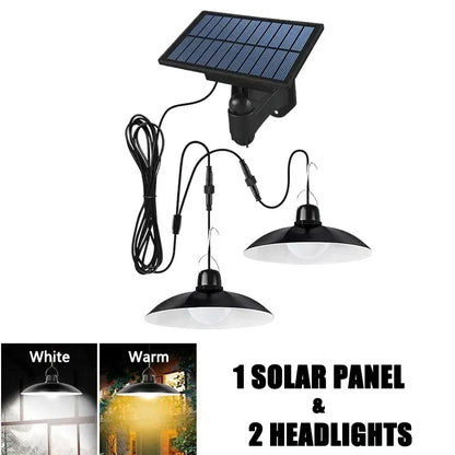 2/1 Head Solar Pendant Light Remote Outdoor Lamp Waterproof Power Garden Chandelier Indoor Garden Yard Shed Barn LED with Remote