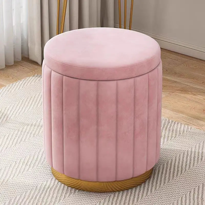 Fashion Storage Stool, Shoe Changing Stool, Makeup Stool, Bedroom Dressing Table Round Stool, New Round Stool with Storage Space