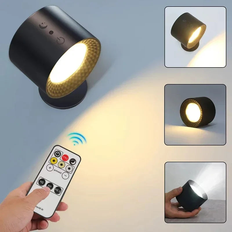 Led Double Head Wall Lamp Touch Control Remote 360 Rotatable USB Recharge Wireless Portable Night Light For Bedroom Reading Lamp