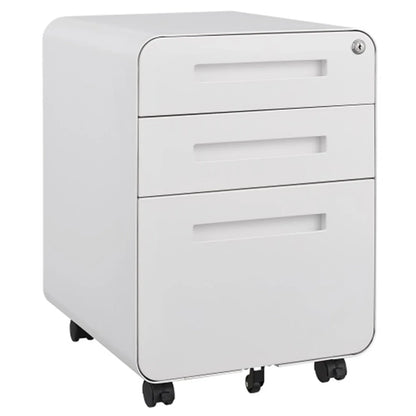 Lockable Secure 3-Drawer Metal File Cabinet Mobile Under Desk Storage on 5 Wheels, Anti-Tilt, for Home Office Organization