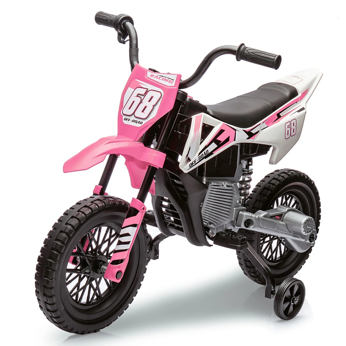 12V Electric Dirt Bike Kids Ride on Motorcycle for Toddlers with Traning Wheels Twist Grip Throttle 3Mph Max Speed and Music