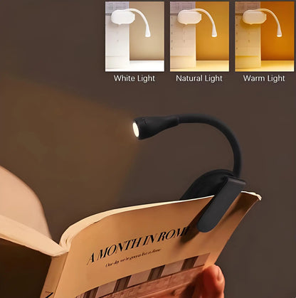 LED Reading Light USB Rechargeable Mini Book Light Clip-on Bed Night Light Stepless Dimmable Eye Protection Desk Lamp for Kids