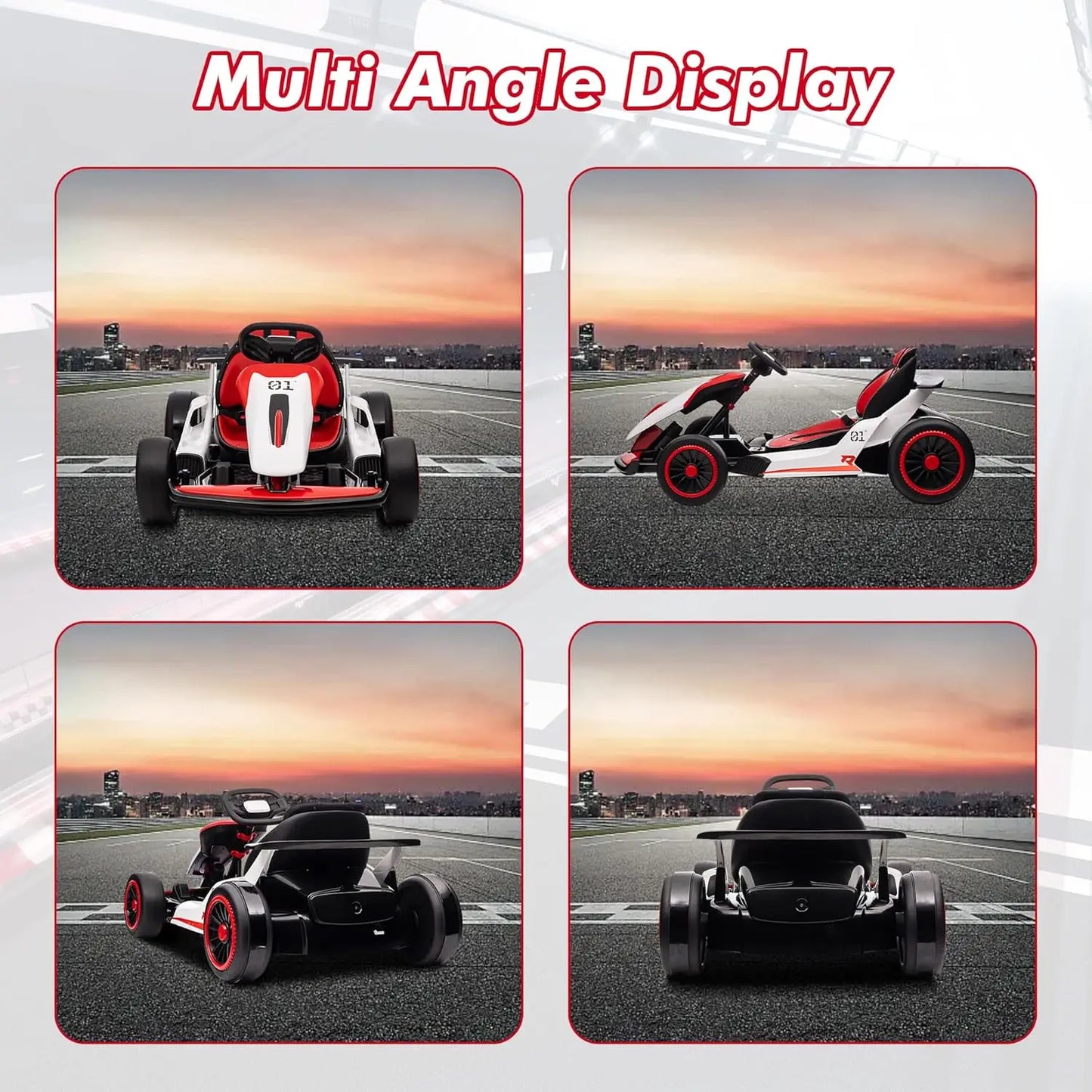 24V Electric Drift Go Kart for Kids with 200W Dual Motor,Music, Horn,8.1MPH High Speed,Ride On Racing Toy for Teens, Boys Girls