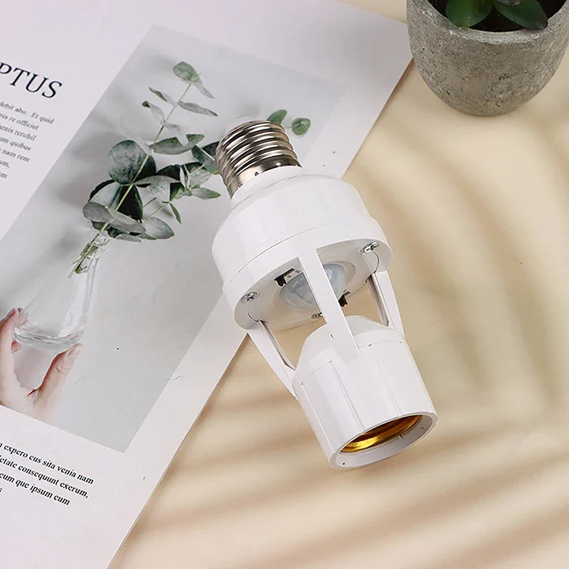 AC85-265V Socket Converter with 360 Degrees PIR Human Induction Motion Sensor LED E27 Lamp Base Intelligent Adjustable Switch