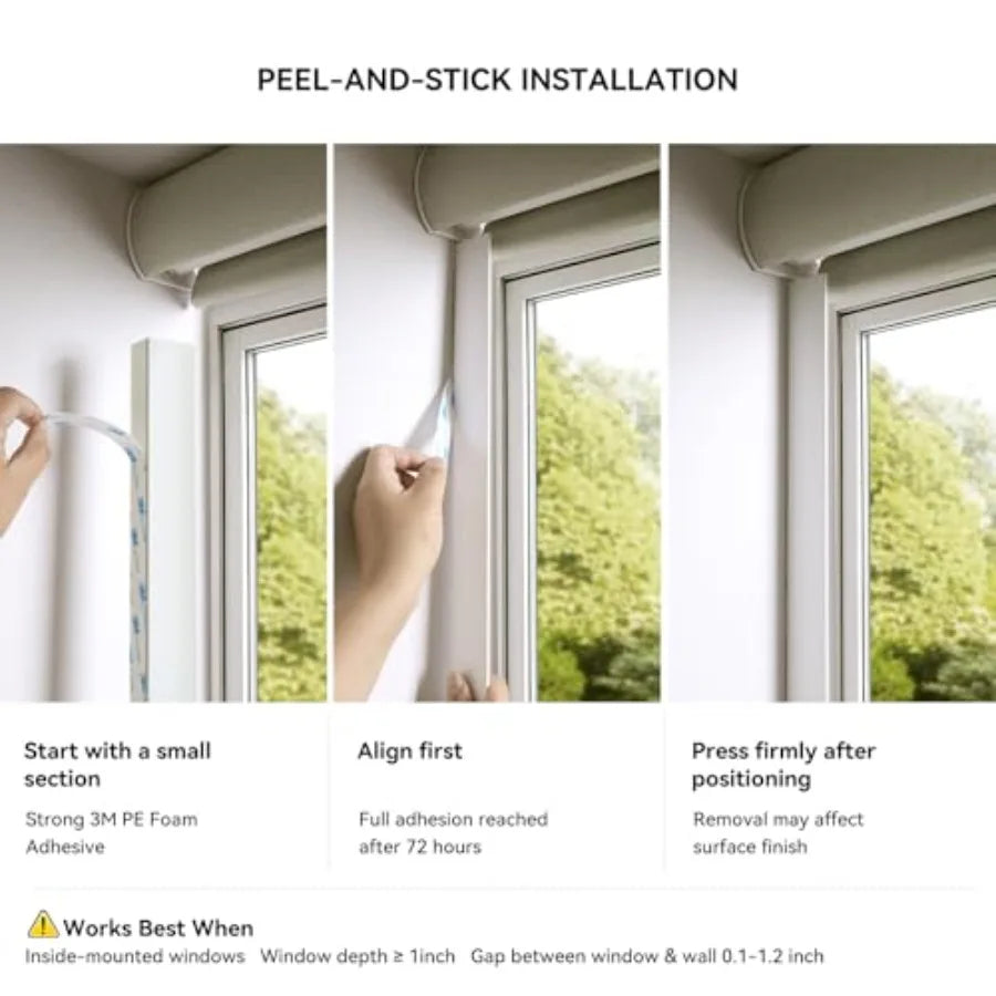 PVC Light Blockers Blackout Light Blockers Side Tracks for Window Shades and Blinds Side Tracks for Blackout Shades Easy to Ins