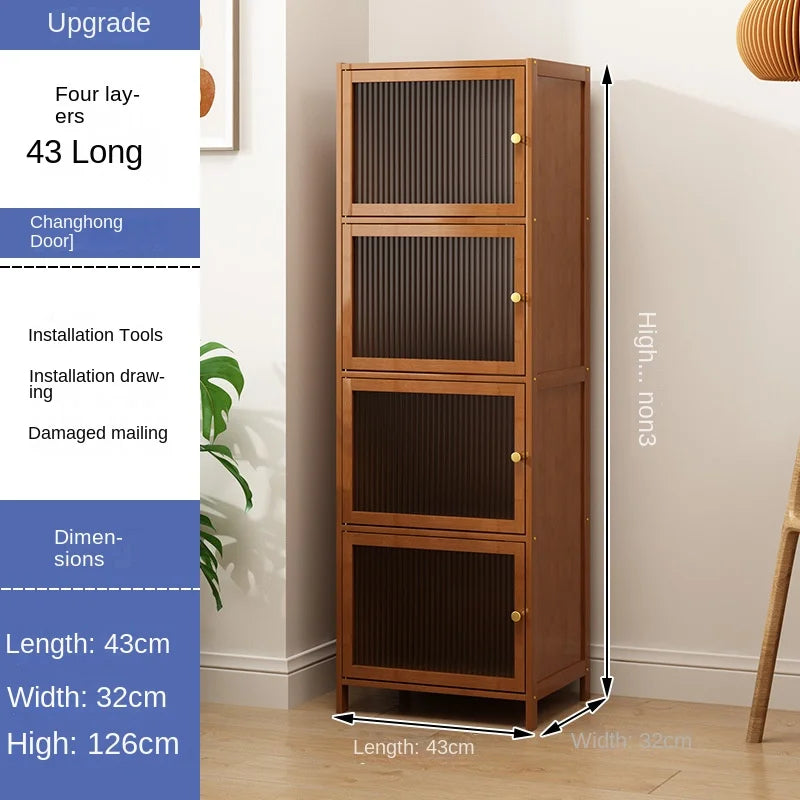 Bookcase with door, multi-layer storage rack, seam storage cabinet, living room display cabinet, bookshelf