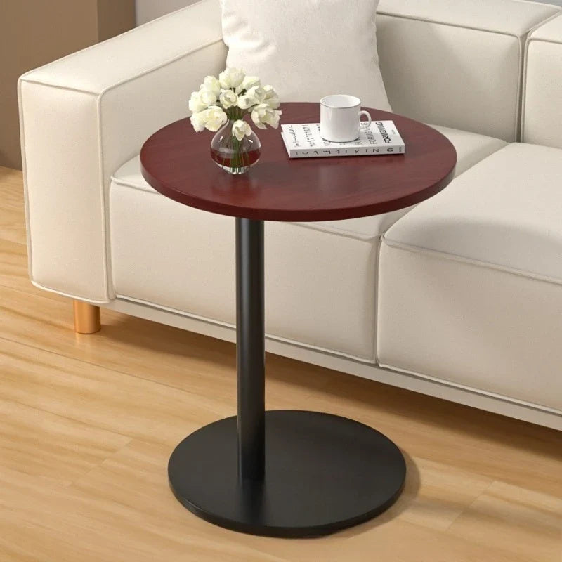 Modern Round Dining Table Portable Foldable Wheeled Side Table Coffee Table Bedside Table Living Room Balcony Sofa End Table