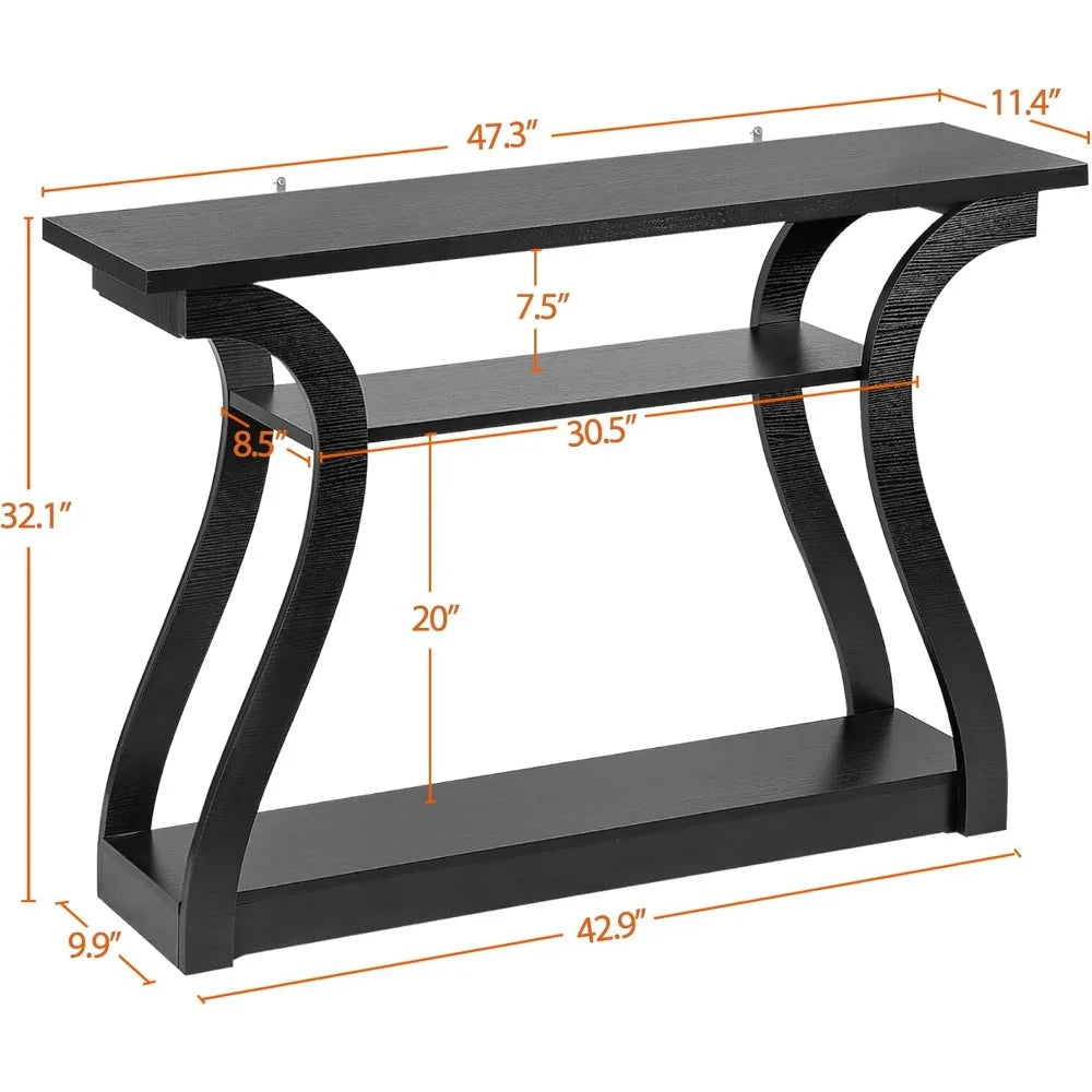 Console Table, Entryway Table with 3 Tier Storage Shelves, Narrow Long Sofa Table for Entryway, Living Room, Hallway, Couch