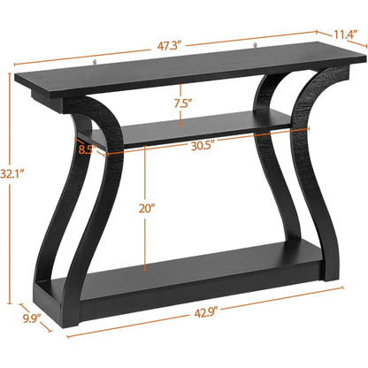 Console Table, Entryway Table with 3 Tier Storage Shelves, Narrow Long Sofa Table for Entryway, Living Room, Hallway, Couch
