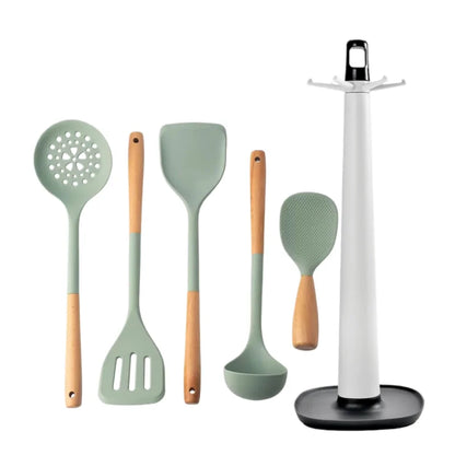 NEW Silicone Spatula Non Stick Pan Wooden Handle Silicone Vegetable Heat-resistant Silicone Cooking Spatula Spoon Kitchen tool