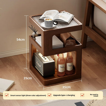 Solid wood bedside table, bedroom bedside storage, household sofa edge