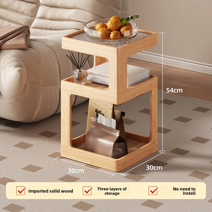 Solid wood bedside table, bedroom bedside storage, household sofa edge