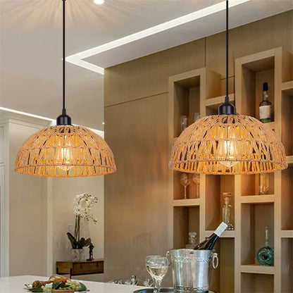 Newest hemp rope woven pendant lamp pastoral restaurant tea room inn bar bedroom rattan indoor chandelier lighting  AC95-260V