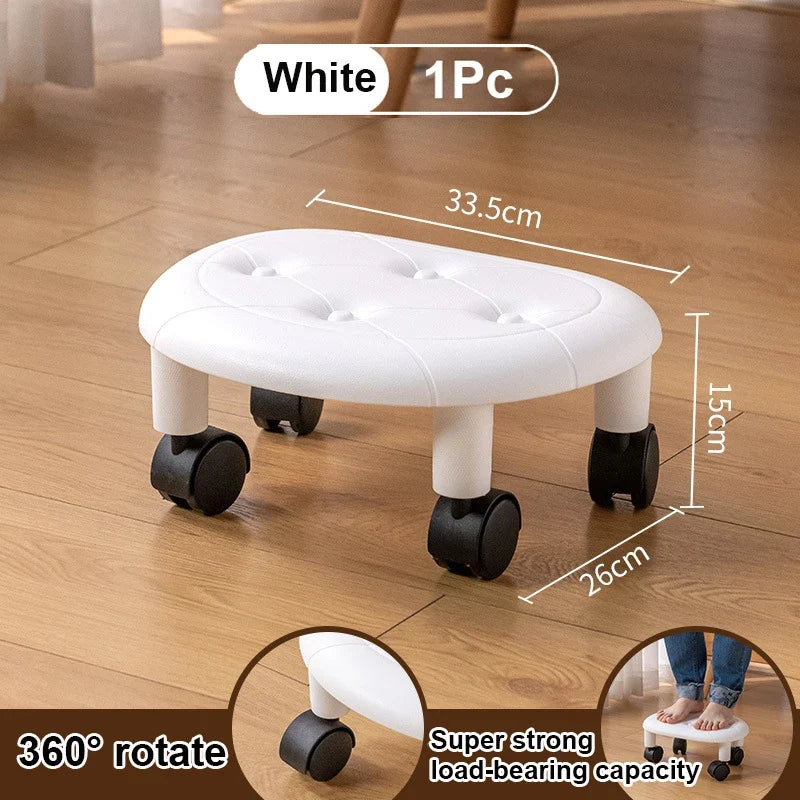 Universal Wheel Stool for Household Use Pulley Low Stool Seat with Wheels CHILDREN'S Multi-functional Stool, round Stool