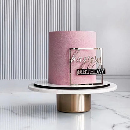 Flank Round Happy Birthday Cake Toppers Rose Gold Top Grade Acrylic Kids Birthday Party Cake Topper Baby Shower Gift Decoration