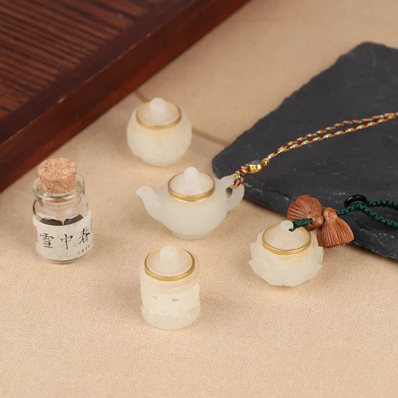 Nightglow Bag Ethnic Carved Rich Noble Hollow Pot Keychain Bodhi Pearl Jade Agate Natural Lasting Fragrance Gifts