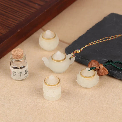Nightglow Bag Ethnic Carved Rich Noble Hollow Pot Keychain Bodhi Pearl Jade Agate Natural Lasting Fragrance Gifts