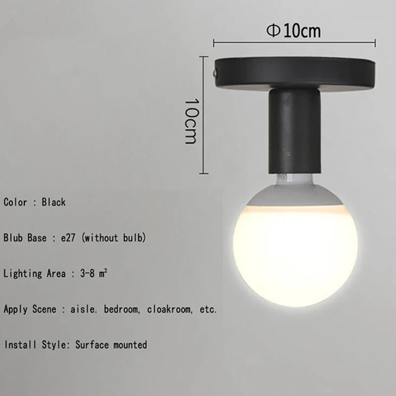 Modern Black E27 Lamp Base Nordic Retro Iron lamp Decor For Living Room Bedroom Bathroom Ceiling Light Wall Lamp Holder
