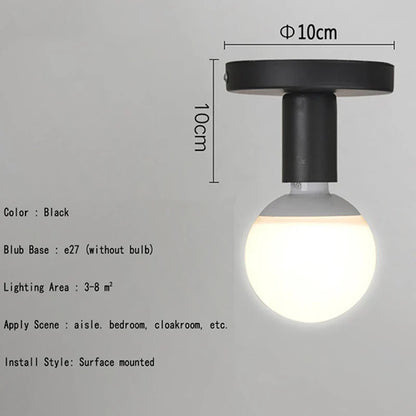 Modern Black E27 Lamp Base Nordic Retro Iron lamp Decor For Living Room Bedroom Bathroom Ceiling Light Wall Lamp Holder