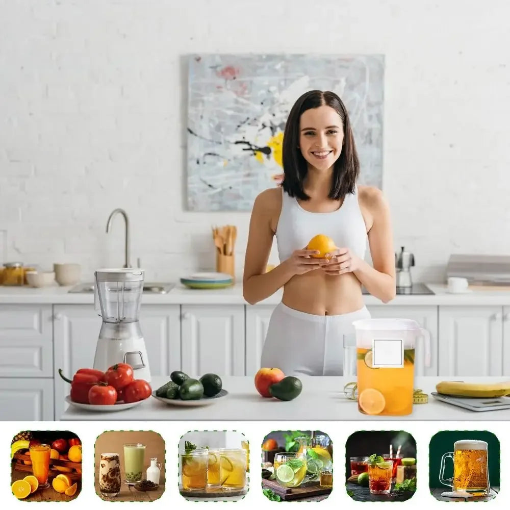 Plastic Fridge Jug with Filter Lid, Plastic Water Pitchers with Handle, Heat Resistant Water Jug, Large Capacity Juice Pitcher