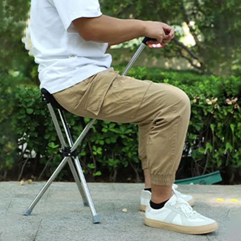 Foldable Cane Easy To Carry Seat Portable Stool Folding Chair Non Slip Handle Super Light Walking Stick For Outdoor Walking