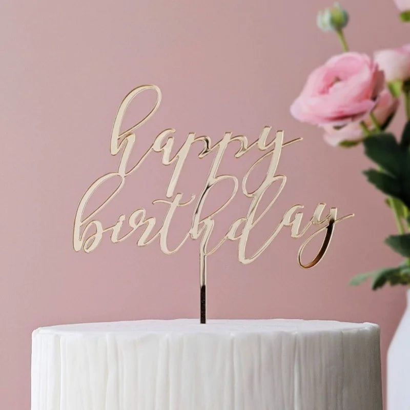 New 18, 30, 40 and 50 Years Old Happy Birthday Cake Topper Gold Acrylic Birthday  Party Cake Toppers Decorations Baking Supplies