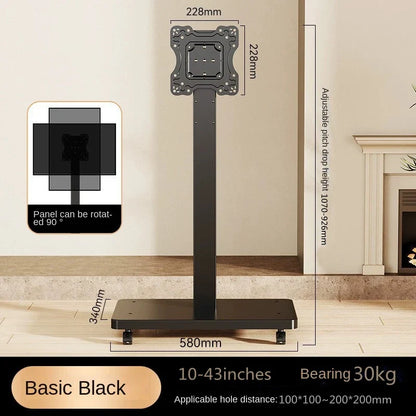 Rolling TV Stand for 10-43 Inch TVs PC, Portable Mobile TV Cart on Wheels Universal Floor Stands with Swivel Mount Fit Corner