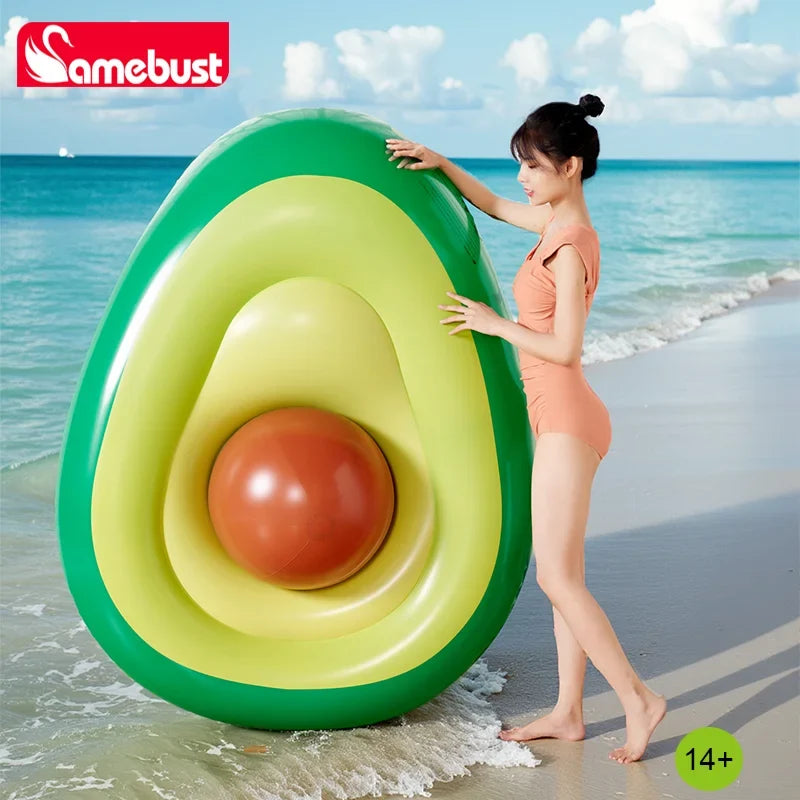 Camebust Inflatable Pvc Floating Avocado Swimming Ring Water Pool Floats Air Lounge with Inflatable Ball for Party Decoration