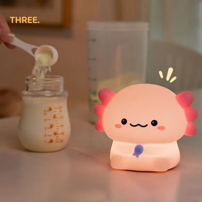 Axolotl Baby Night Light Cute Silicone Salamander Sleep Light USB Rechargeable Touch Control Night Light Children Birthday Gift