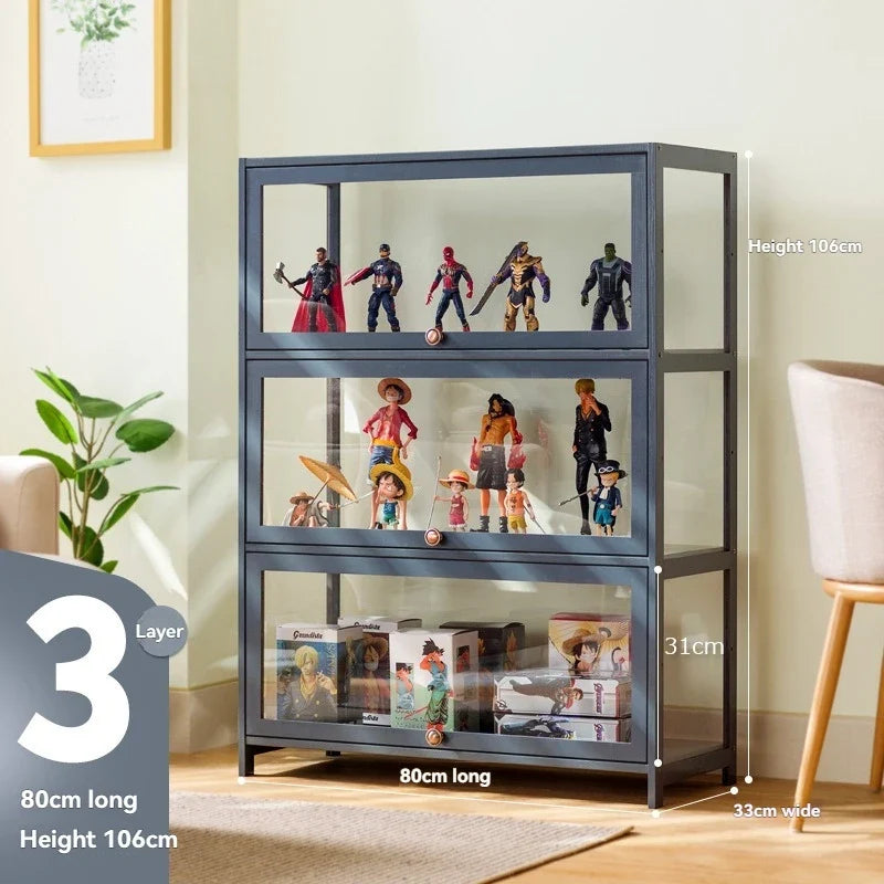 Handmade display cabinet, imitation glass transparent dustproof display cabinet, Lego toy acrylic storage box, bookshelf shelf
