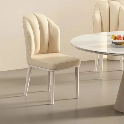 Cream Dining Chair - Modern Minimalist Lounge Chair with Wooden Legs, Mid-Century Accent Chair for Living Room & Dining Room