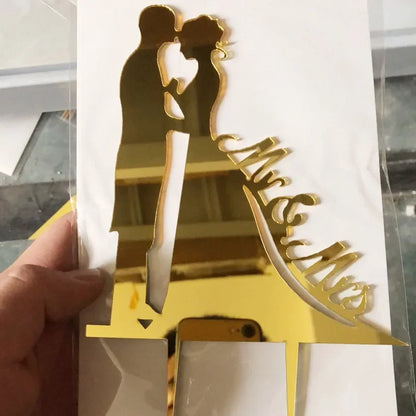 Ins Gold Acrylic Ring Wedding Cake Topper Bride Groom Proposal Party Wedding Cake Topper for Engagement Gift Dessert Decoration