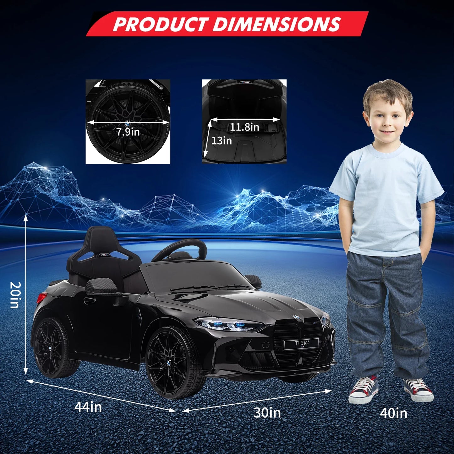 12V Ride On Car for Kids,Toddler Electric Vehicle with Remote Control,3 Speed,Led Light,Suspension System,3 Speeds, Bluetooth