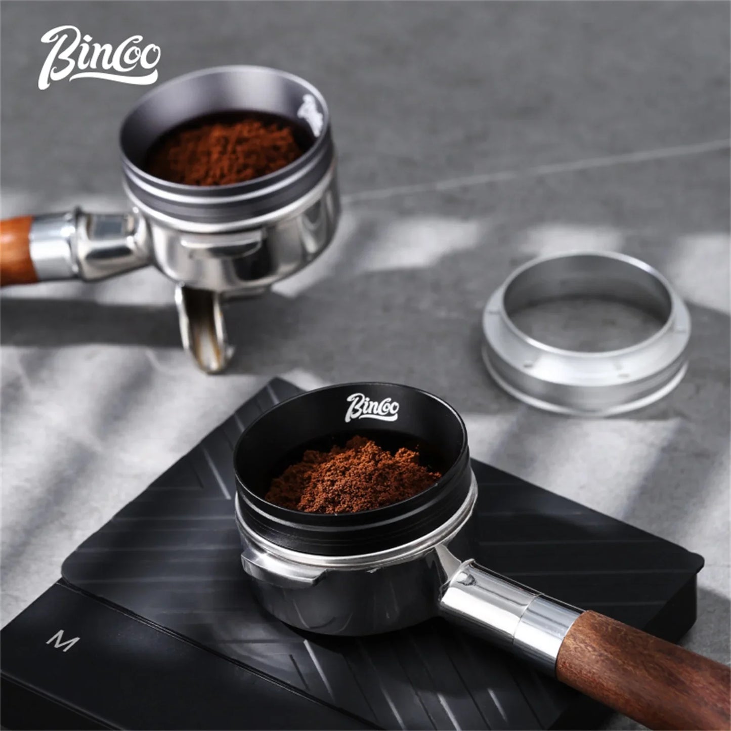 BINCOO 51mm 58mm Portafilter Dosing Ring, Magnetic Anti-Static Design for Strong Hold and Zero Coffee Spill During Prep