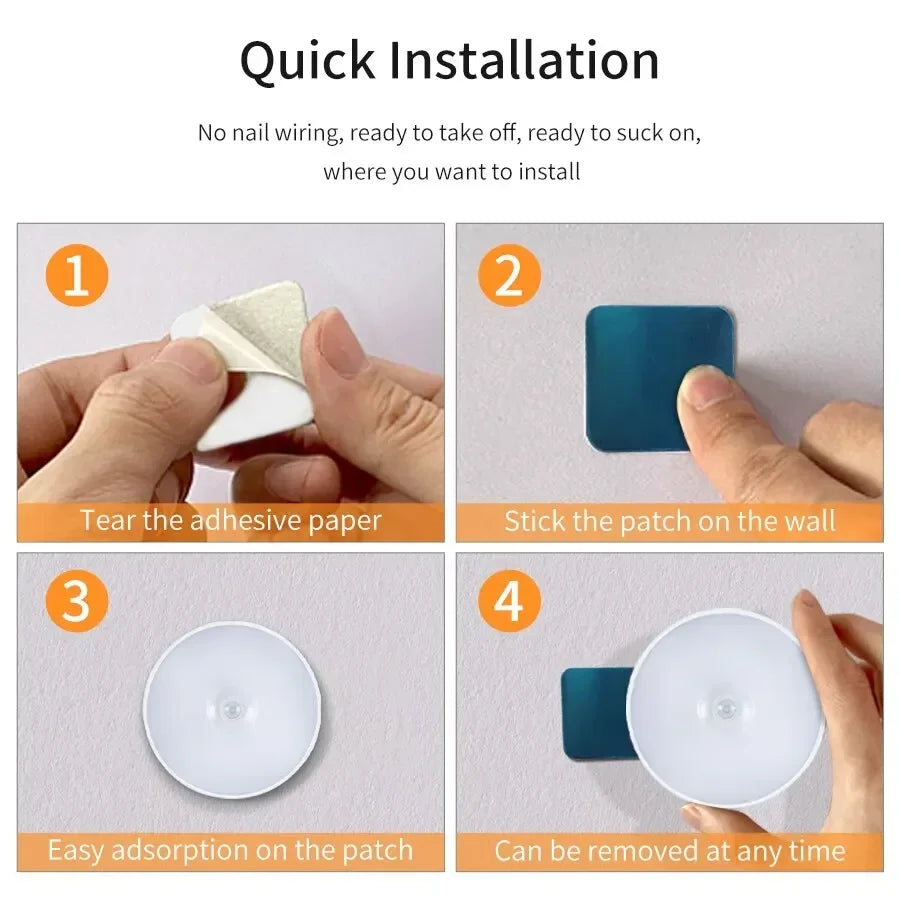 1/3PCS LED Motion Sensor Light Night Light USB Rechargeable Night Lamp for Kitchen Cabinet Wardrobe Lamp Staircase Closet Light