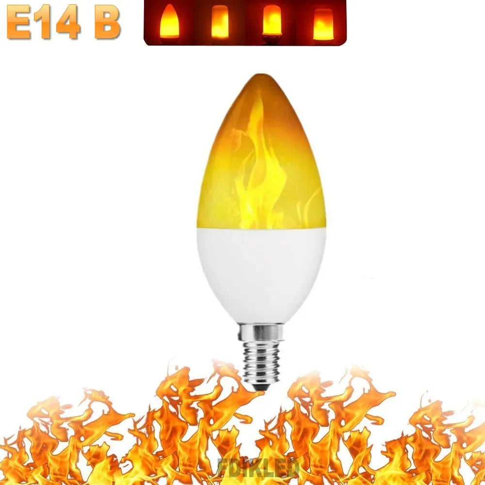 E14 LED Flame Light Bulbs 4 Modes Party LED Flame Effect Light Simulation Fire Lights Bulb Garden Decor Flickering Lamp