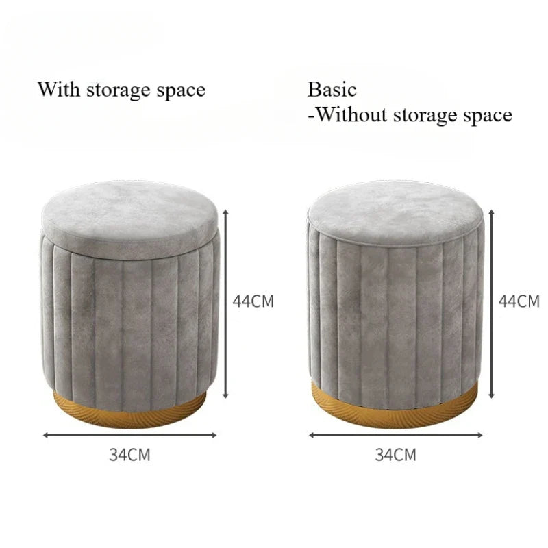 Fashion Storage Stool, Shoe Changing Stool, Makeup Stool, Bedroom Dressing Table Round Stool, New Round Stool with Storage Space