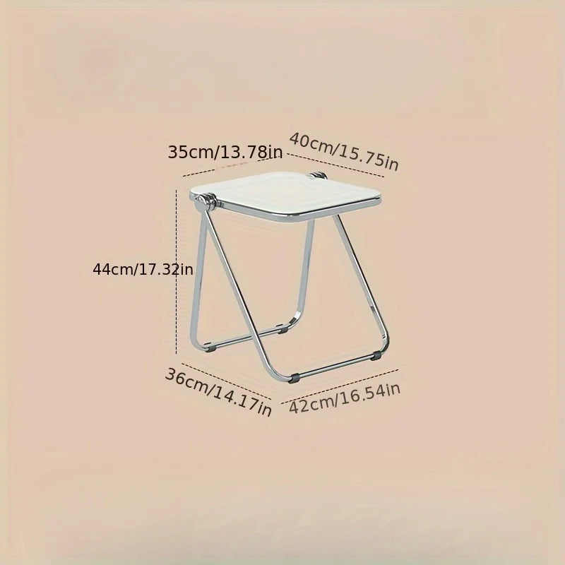 Chic Transparent Folding Side Table - Modern Coffee Table with Metal Frame, Ideal for Living Room Bedroom & Compact Storage