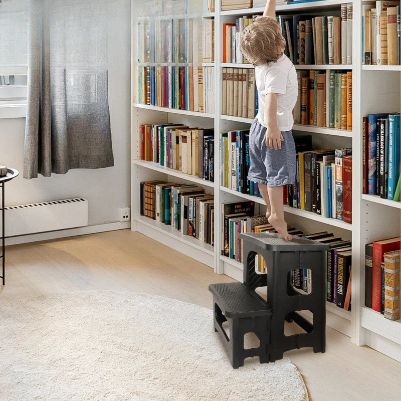 Household Two-Step Plastic Climbing Stool Step Height Stool Multifunctional Foldable Chair Car Wash Stool Stable And Non Slip