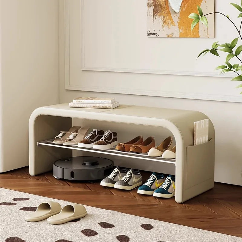 Light luxury shoe changing stool for home use, shoe wearing stool, shoe cabinet, integrated bed end stool