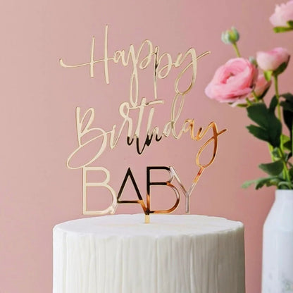New 18, 30, 40 and 50 Years Old Happy Birthday Cake Topper Gold Acrylic Birthday  Party Cake Toppers Decorations Baking Supplies