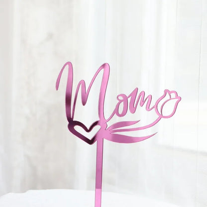 Happy Mothers Day birthday Cake Topper Gold Simple design Acrylic MOM Party Cake Toppers Mother's Day Gifts Dessert Decoration