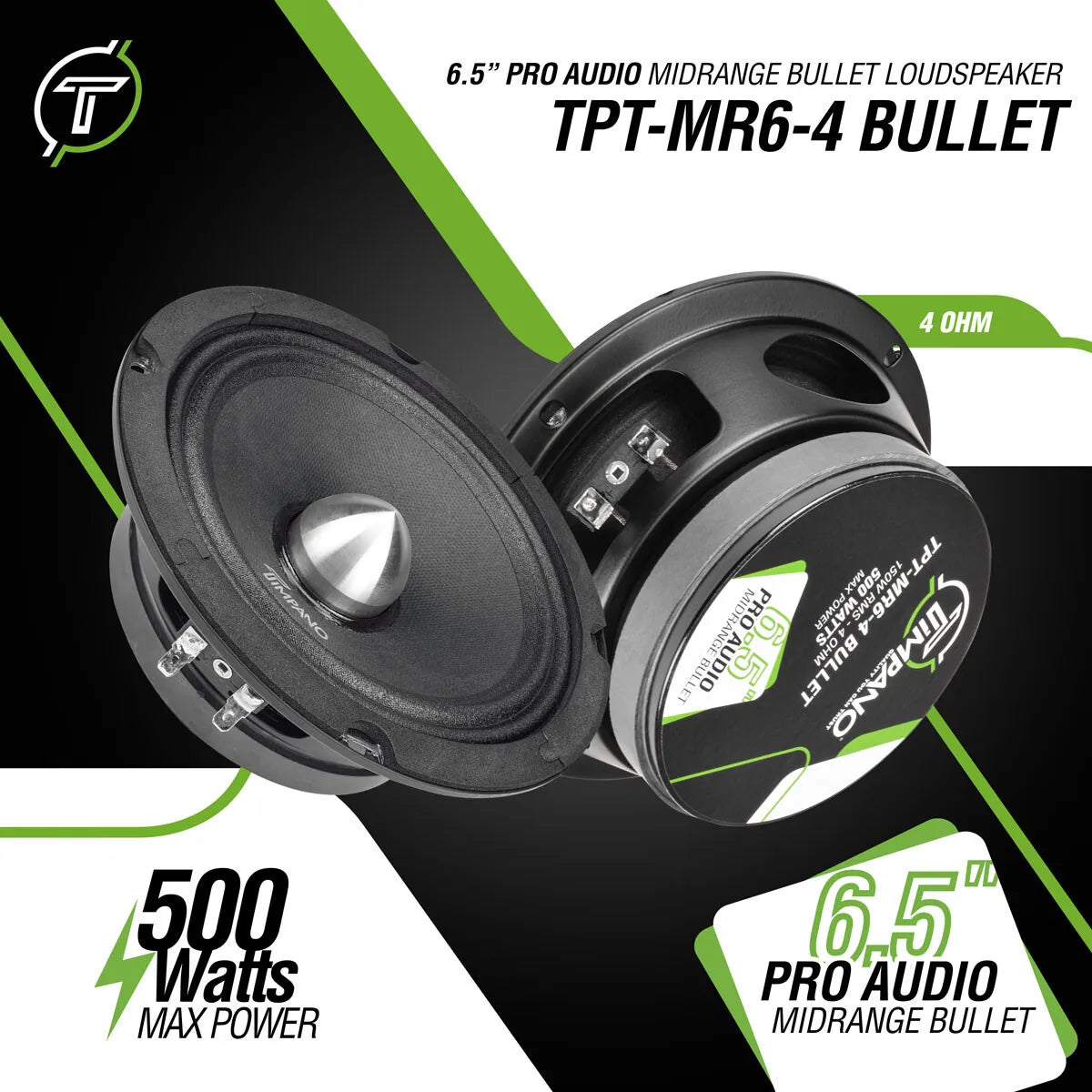 TIMPANO CAR AUDIO BUNDLE 2x 6.5" MIDRANGE SPEAKERS + 2x TWEETERS + 4 CHANNEL AMP