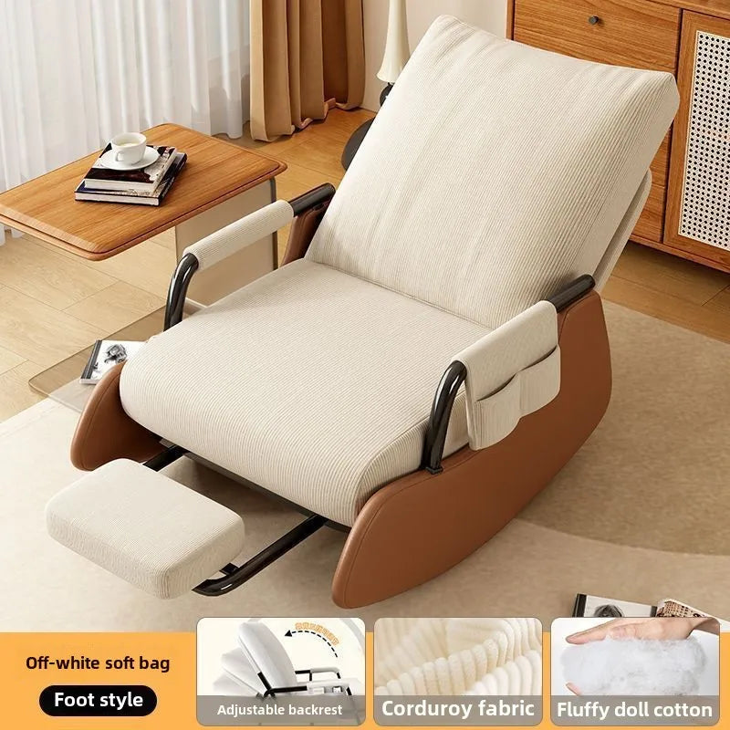 Reclining chair lunch break folding lazy sofa chair adults can sit reclining office nap chair balcony household rocking chair