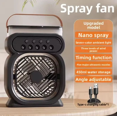 2025 USB Spray Fan Desktop Night Light Humidifier Outdoor Office Water Replenishment and Spray Fan in One Fan all the year round