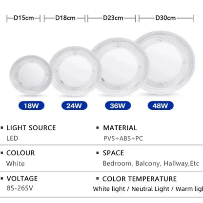 Ultra-thin Round LED Ceiling Light Bedroom Light Neutral White Cool White Warm White 48W 36W 24W 18W LED Ceiling Light AC90-260V